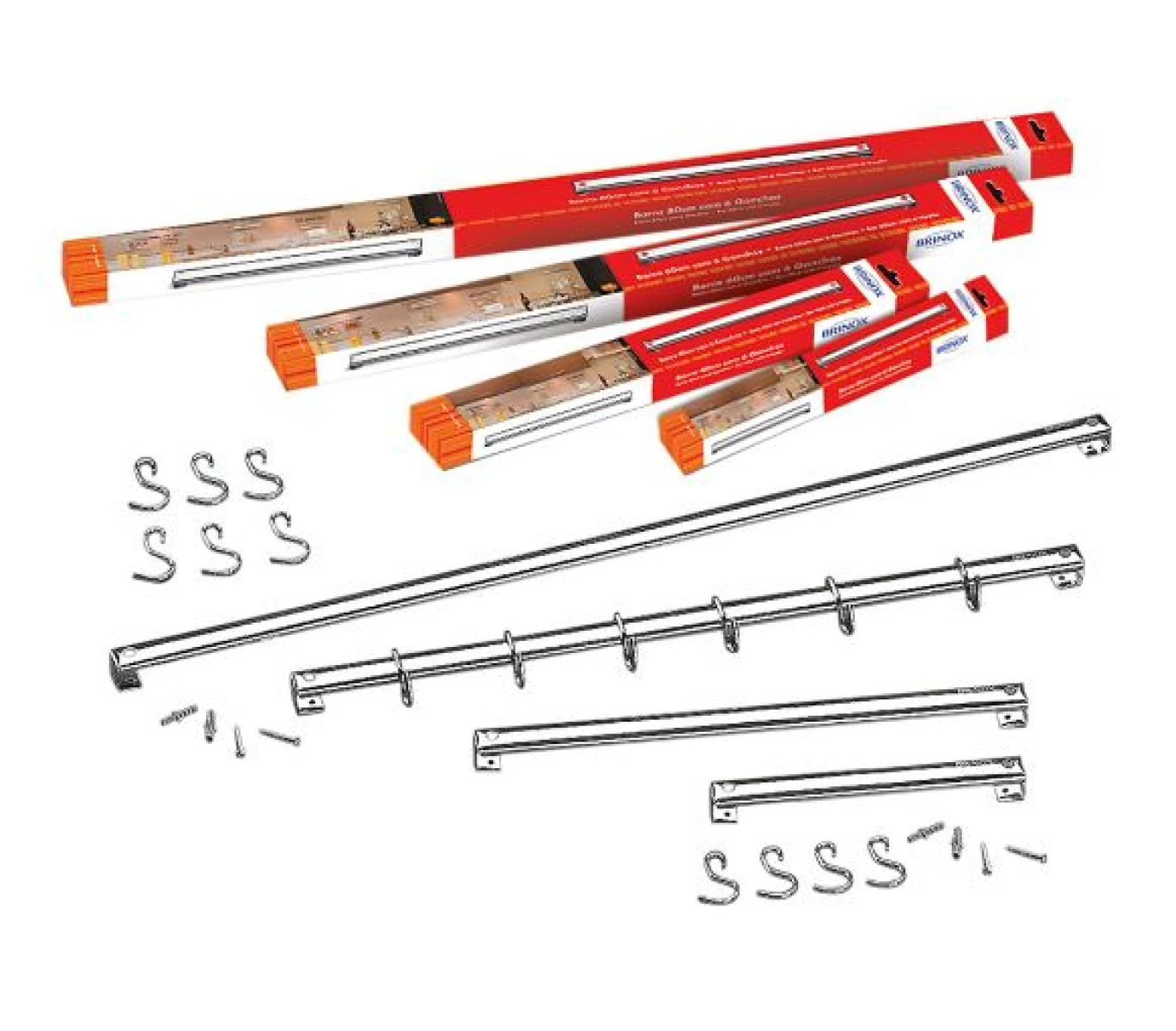 BARRA KIT BARRA Y 6 GANCHOS - 40 CM BRINOX 