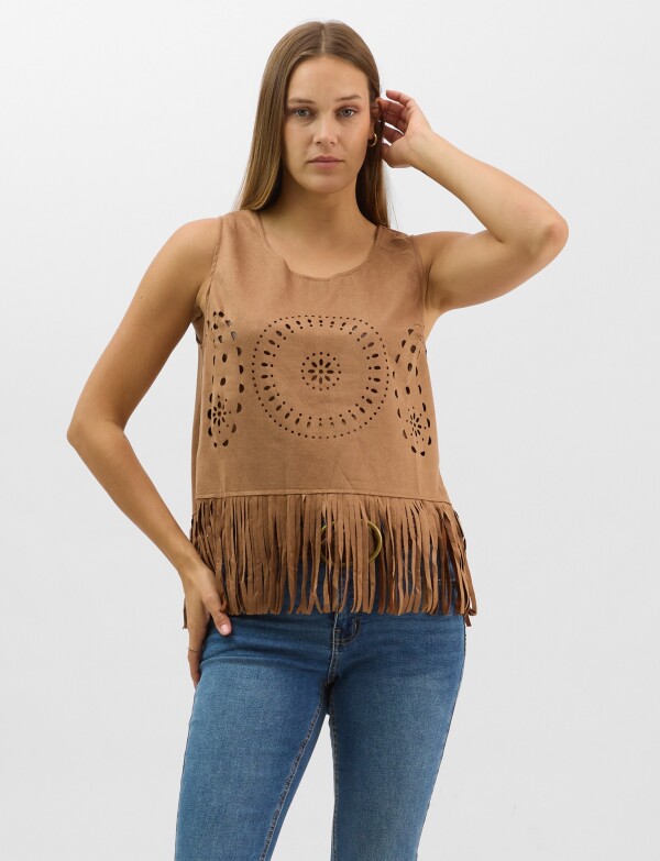 Blusa Suede Flecos MARRON