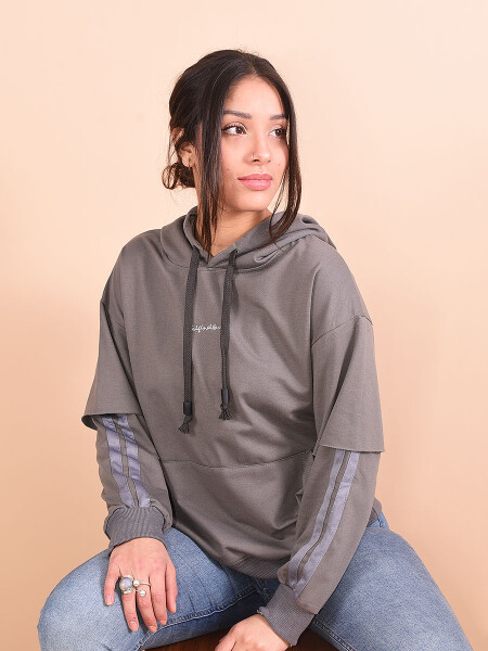 BUZO DEPORTIVO MAXI GRIS