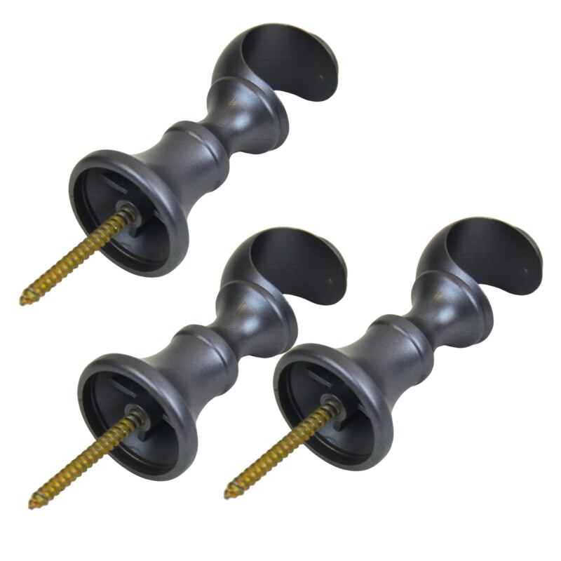 Barrote Cortina Palo Metal 3,00m 28mm + 3 soporte GRIS MATE