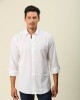 Camisa Lino Algodón Manga Larga Blanco