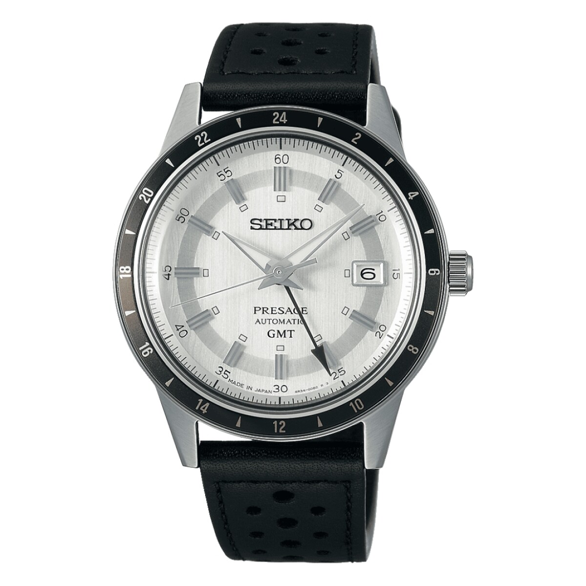 Reloj Seiko Presage Automático GMT SSK011J1 para hombre con correa de cuero - Negro 