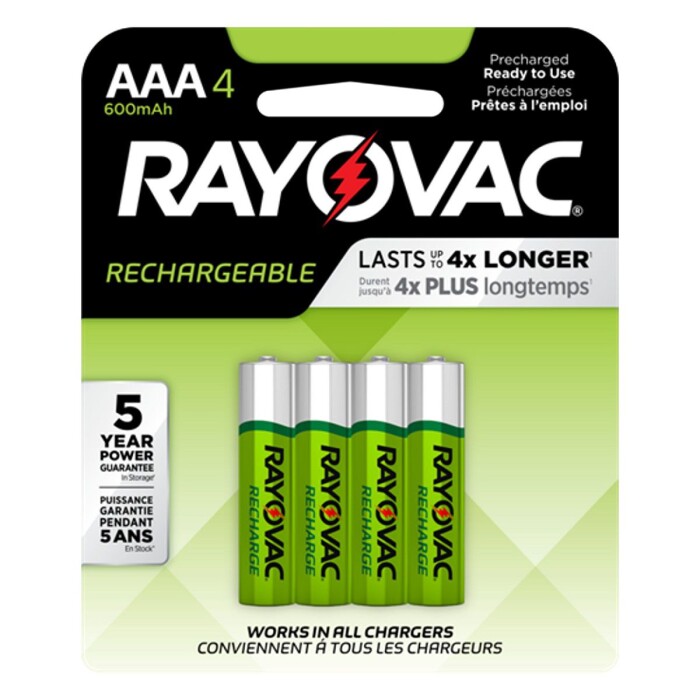 RAYOVAC PILA AAAX4 RECARGABLE BLISTER única