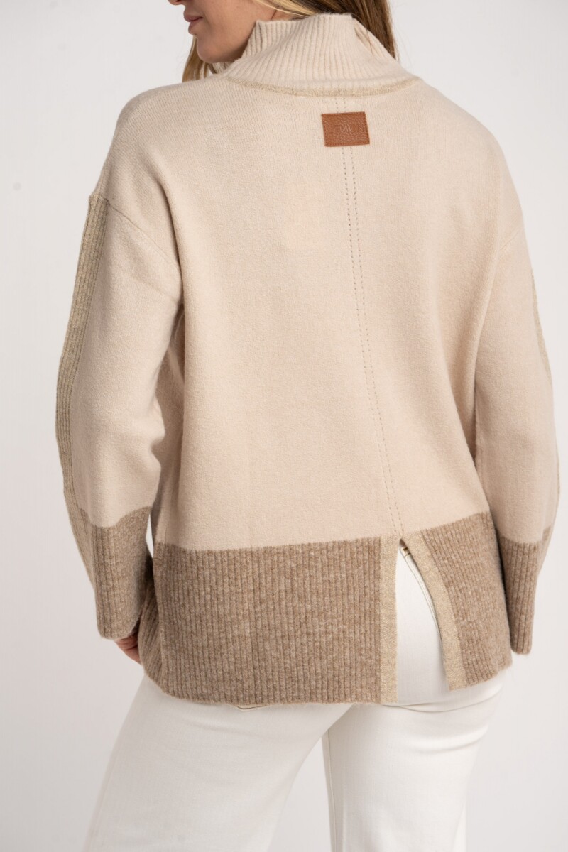 Polera Color Block Beige Melange