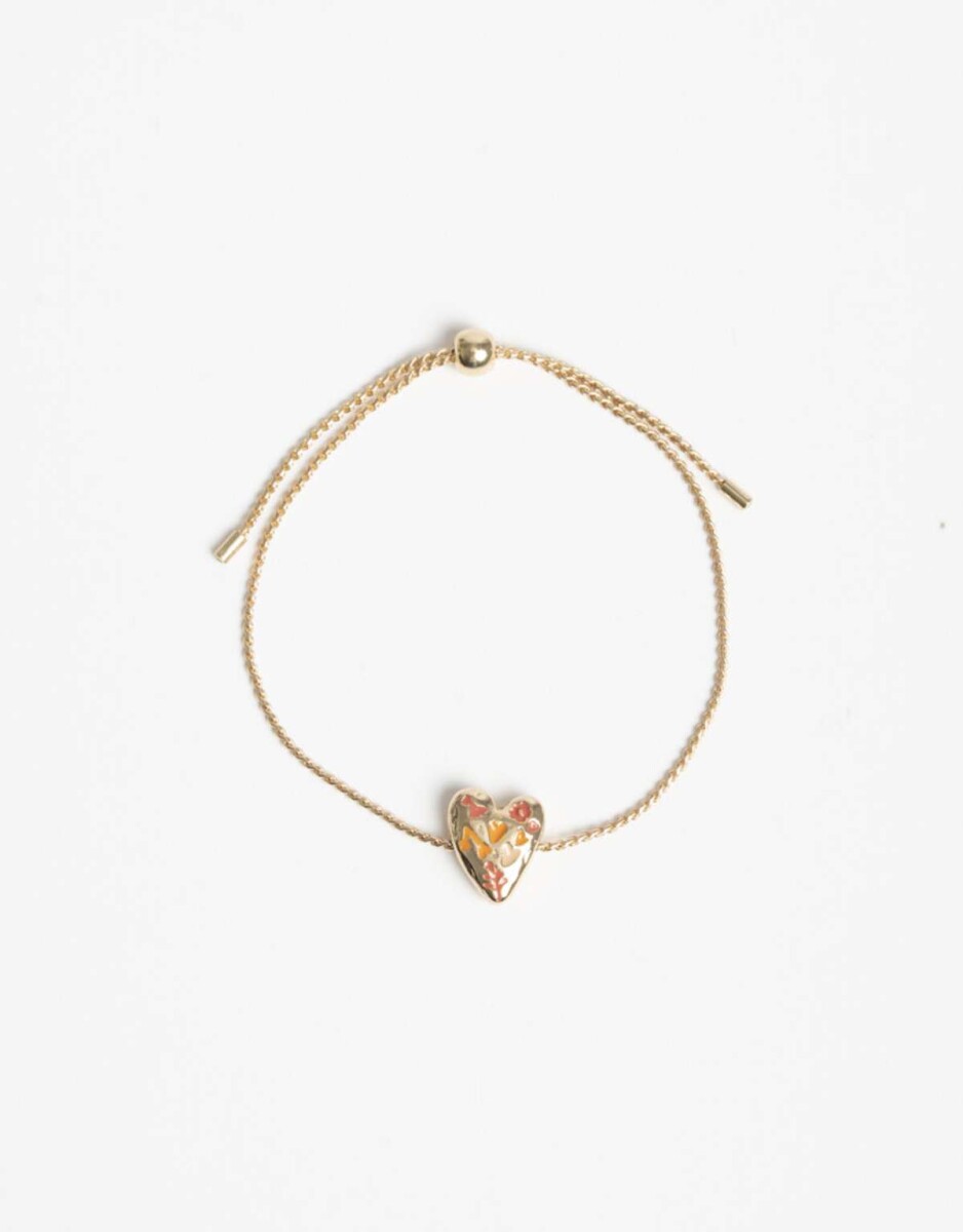 Pulsera Flexible Dije Corazón - Dorado 