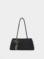 Bolso De Hombro Efecto Piel Con Colgante negro
