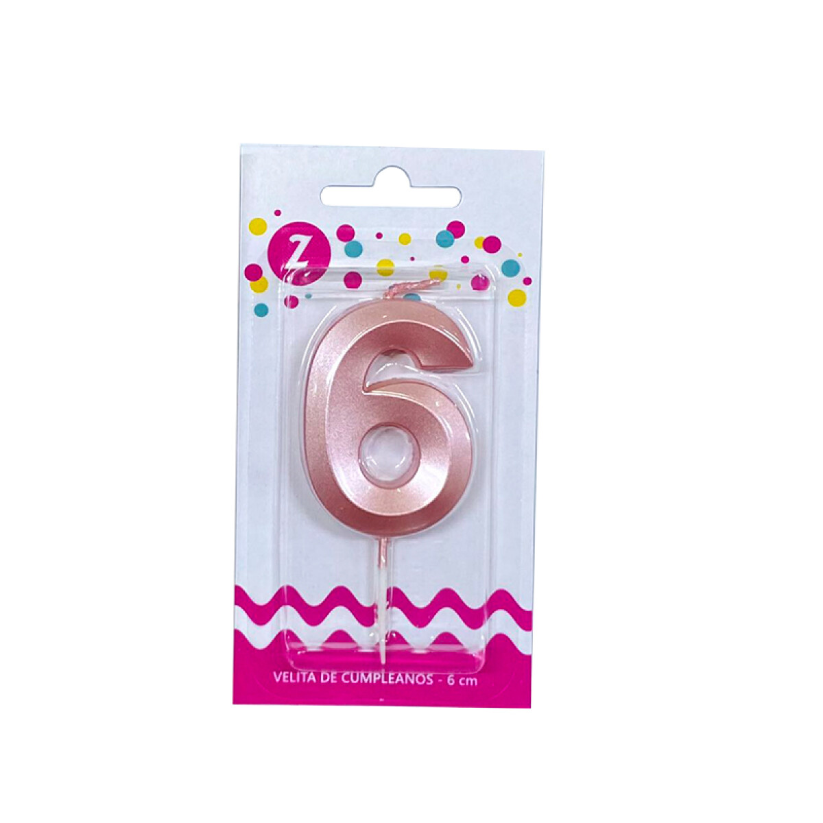 Vela 3D Rosa Perlado N°6 