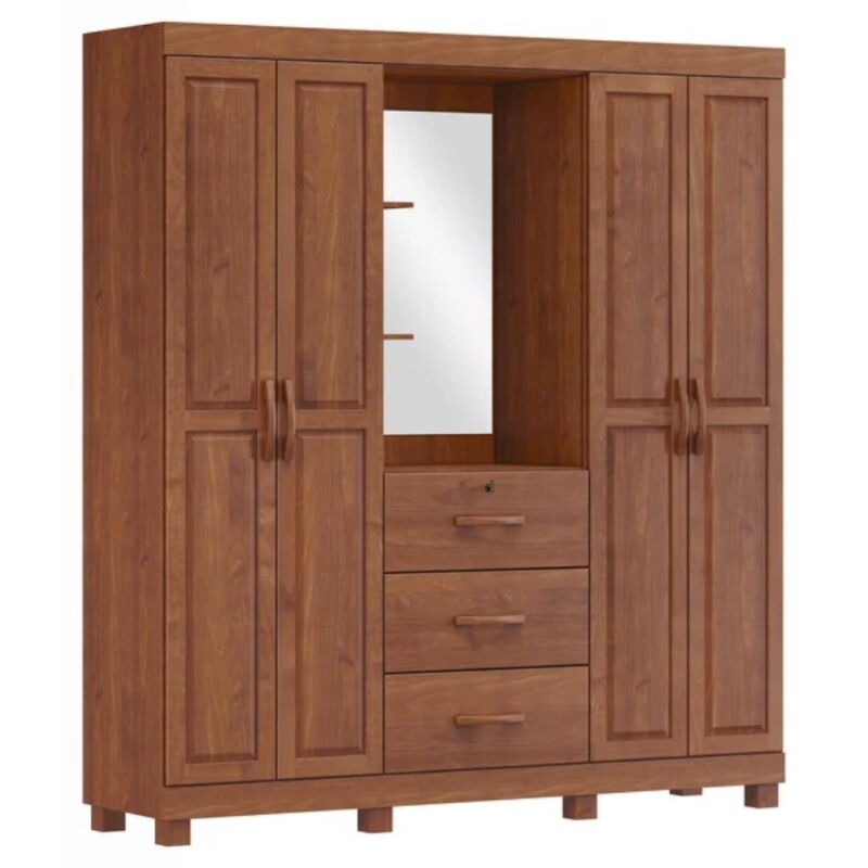 Ropero 4 Ptas 3 Caj c/Espejo Finestra Bronce Madera Maciza Ropero 4 Ptas 3 Caj c/Espejo Finestra Bronce Madera Maciza