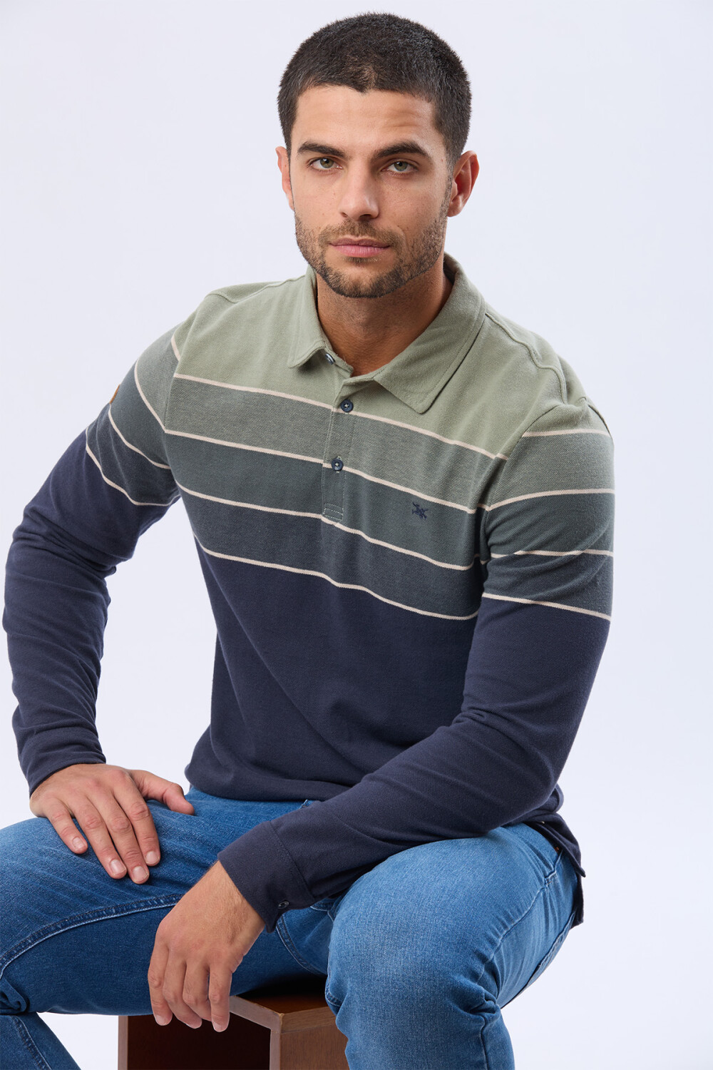 REMERA POLO PIQUE RAYADA Verde