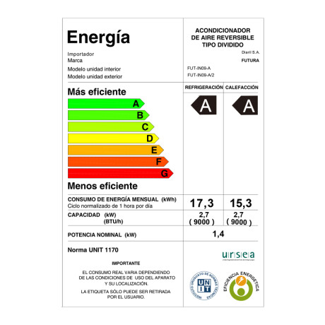 Aire Acondicionado 9000 BTU WI-FI INVERTER Futura FUT-IN09-A Aire Acondicionado 9000 BTU WI-FI INVERTER Futura FUT-IN09-A
