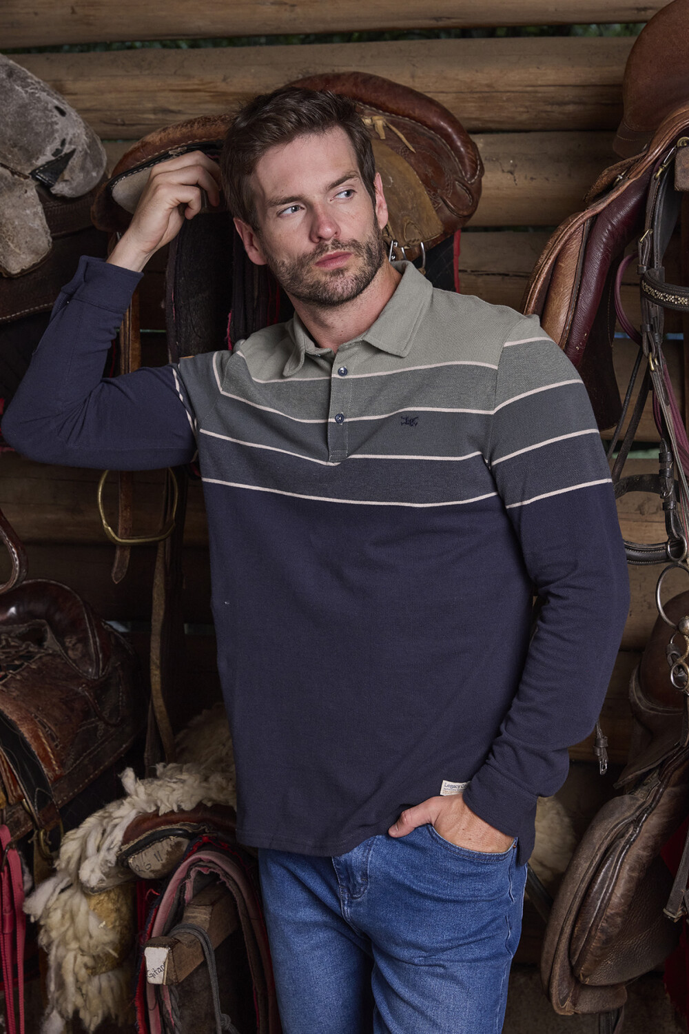 REMERA POLO PIQUE RAYADA Verde