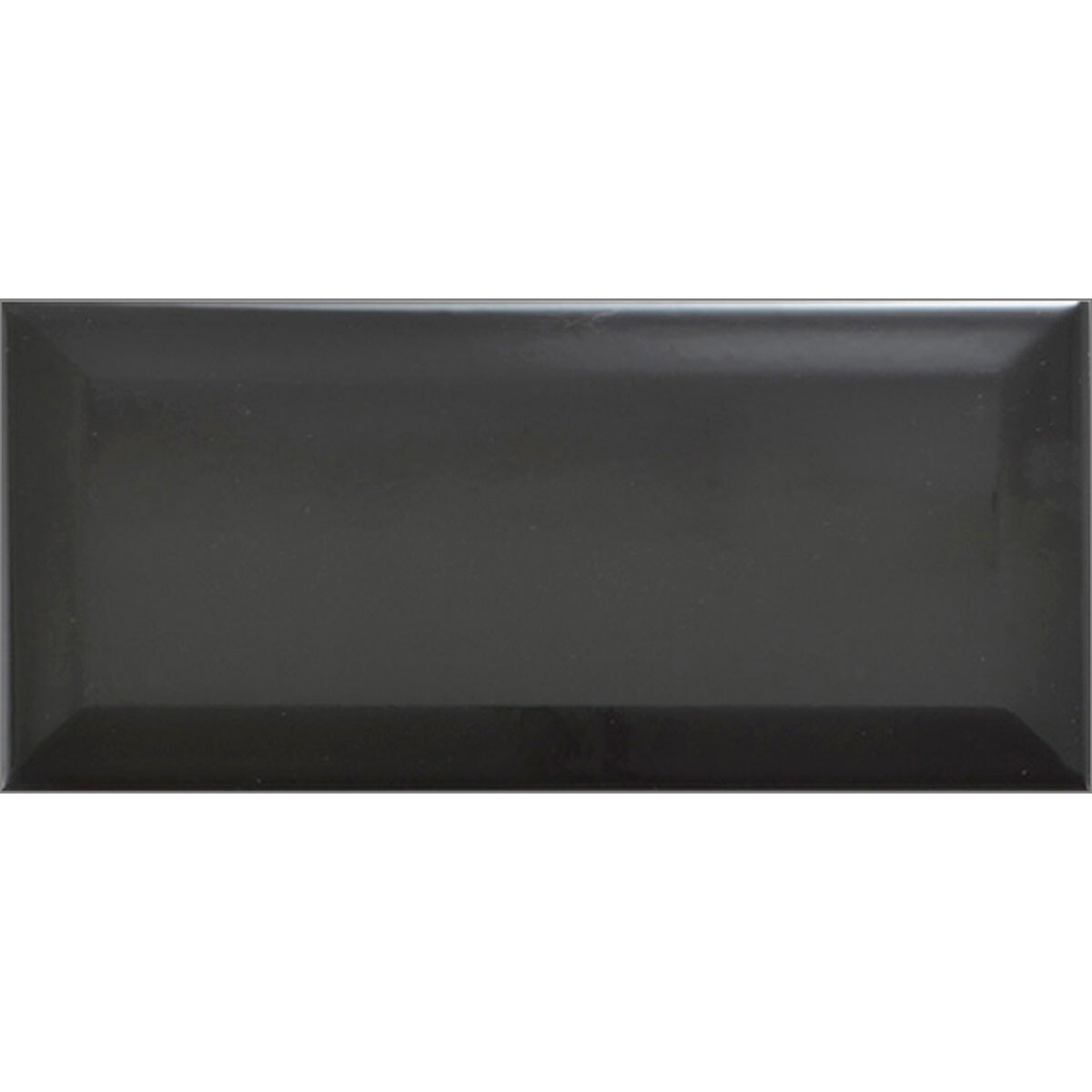 Ceramica Revestimiento 10X20 Brillante Negro Biselado Metro 