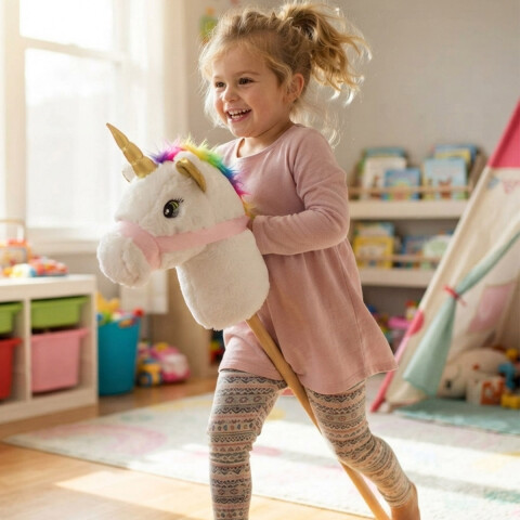 Unicornio con Palo, Luz y Sonido Montable Colores Surtidos 92 cm U