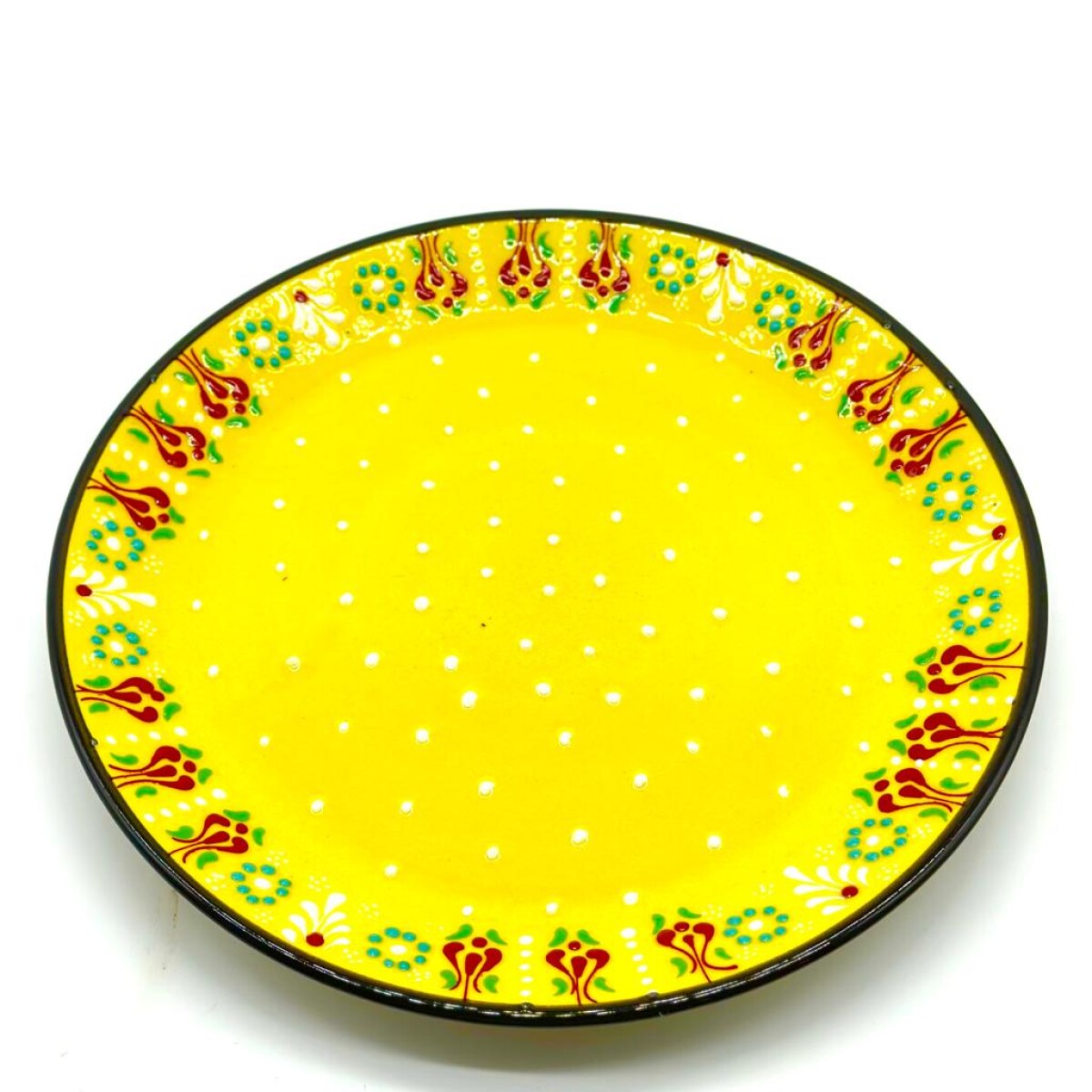 Plato de cerámica pintado 26 cm - Amarillo 