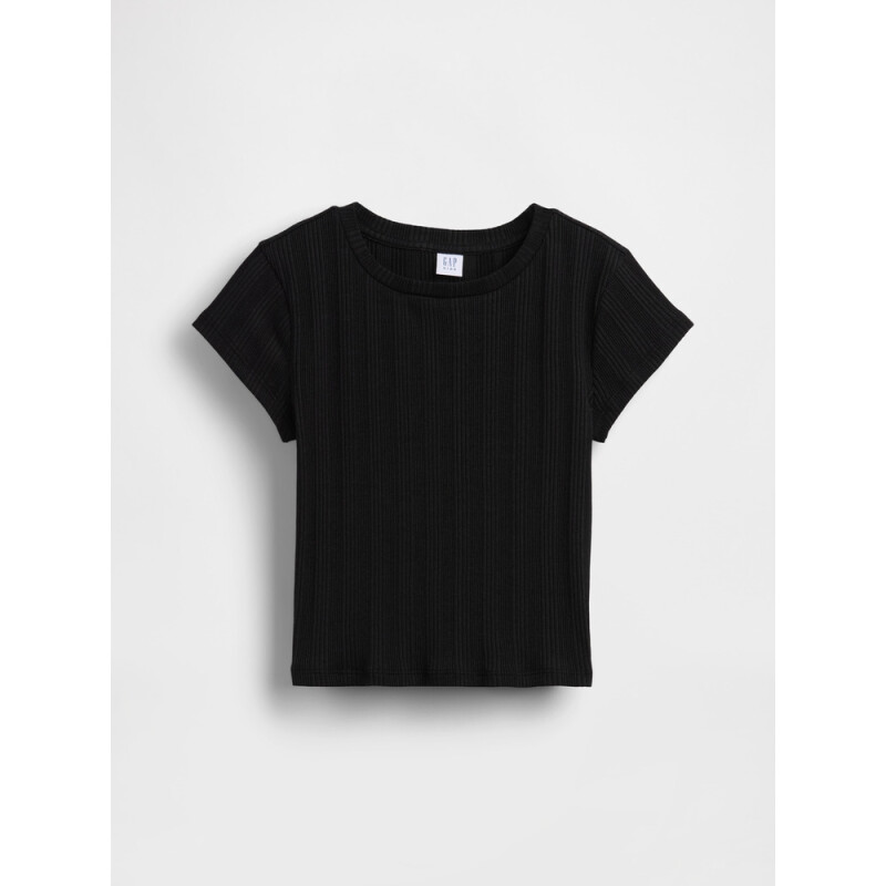 SS VARIEGATED RIB TEE BLACK