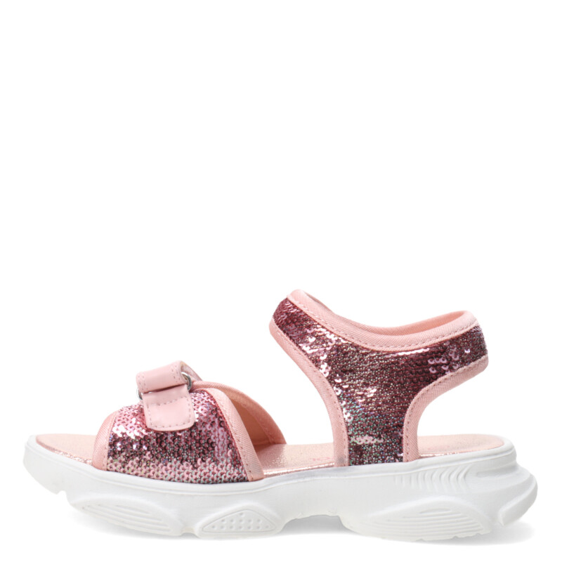 Sandalia de Niña Mini Miss Carol Zaion con lentejuelas y velcro Rosado