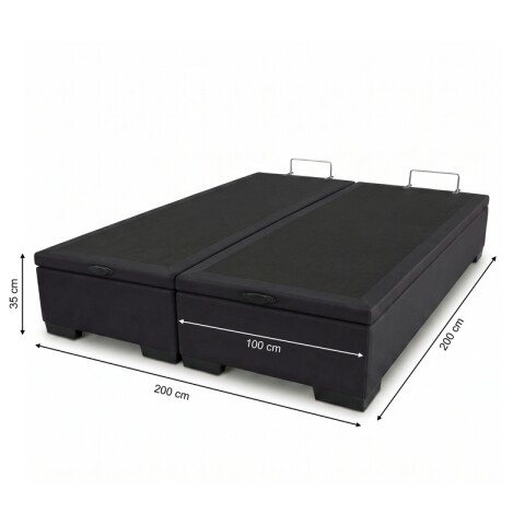 Base Box Baul para Sommier Colchon - Estructura Madera Maciza - Negro 200 x 200 x 35 cm Doble