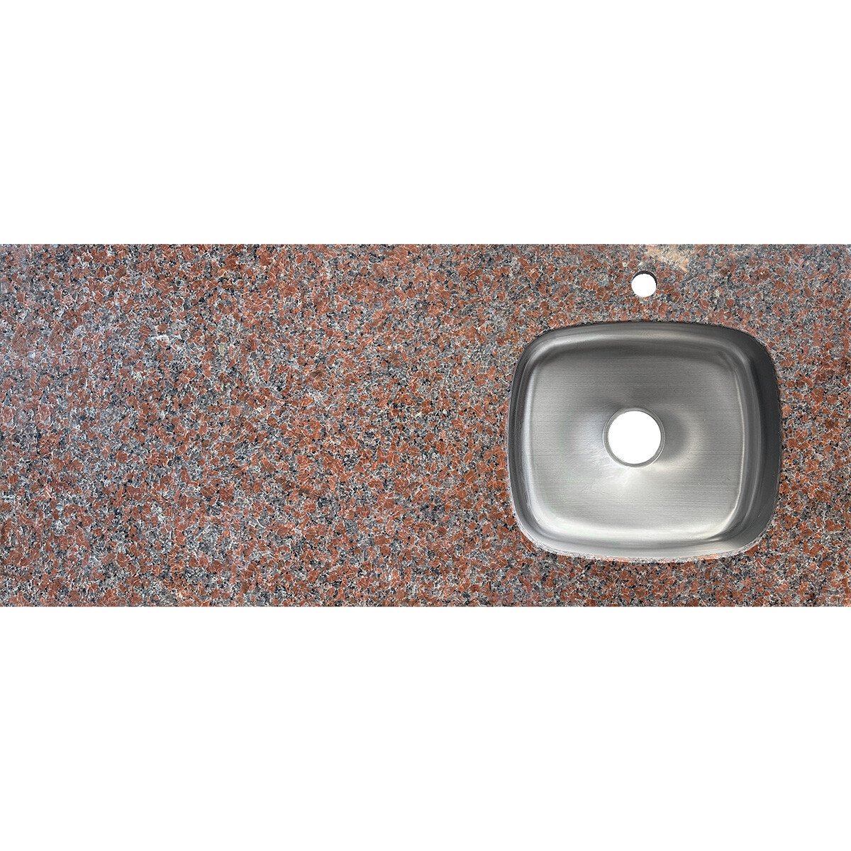 Mesada De Granito Red Brasilia Con Pileta Derecha Y Con Hueco Para Grifería / 122x52 Cm 