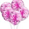 Globo Transparente con Confetti x6 Fucsia