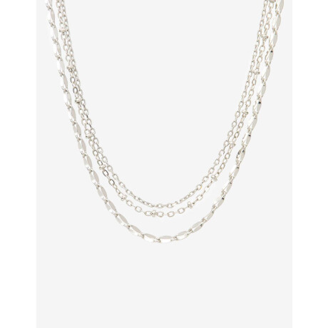 Set De Collares Cadena Metal Plateado Rodio
