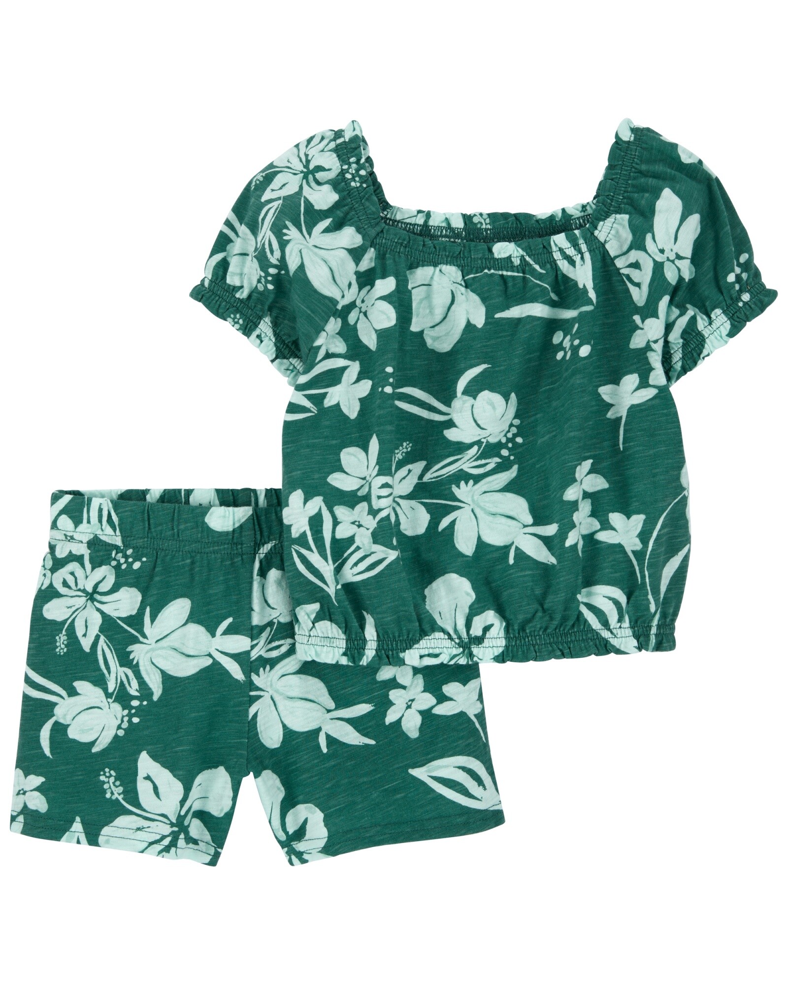 Set dos piezas de algodón, short y blusa diseño floral Sin color