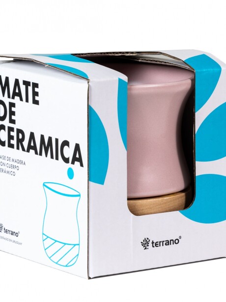 Kit Termo Slim 750ml + Mate Ceramica Base Madera Lila