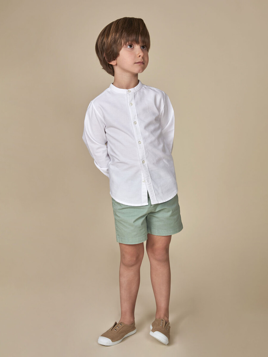 Camisa Blanca Oxford Cuello Mao Blanco