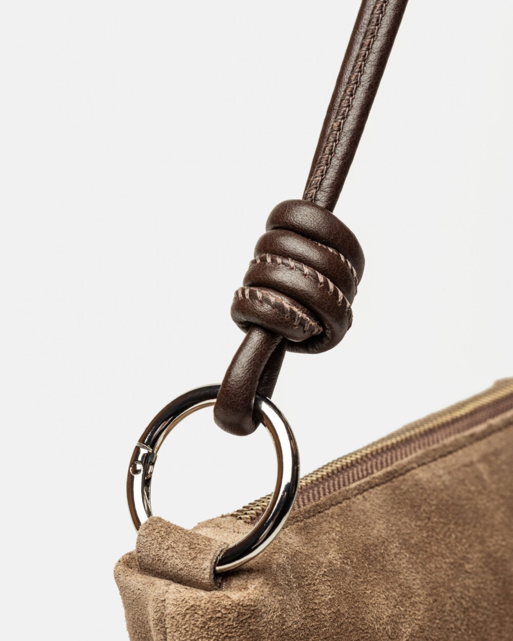 Mini bag Parf en cuero gamuza Taupe