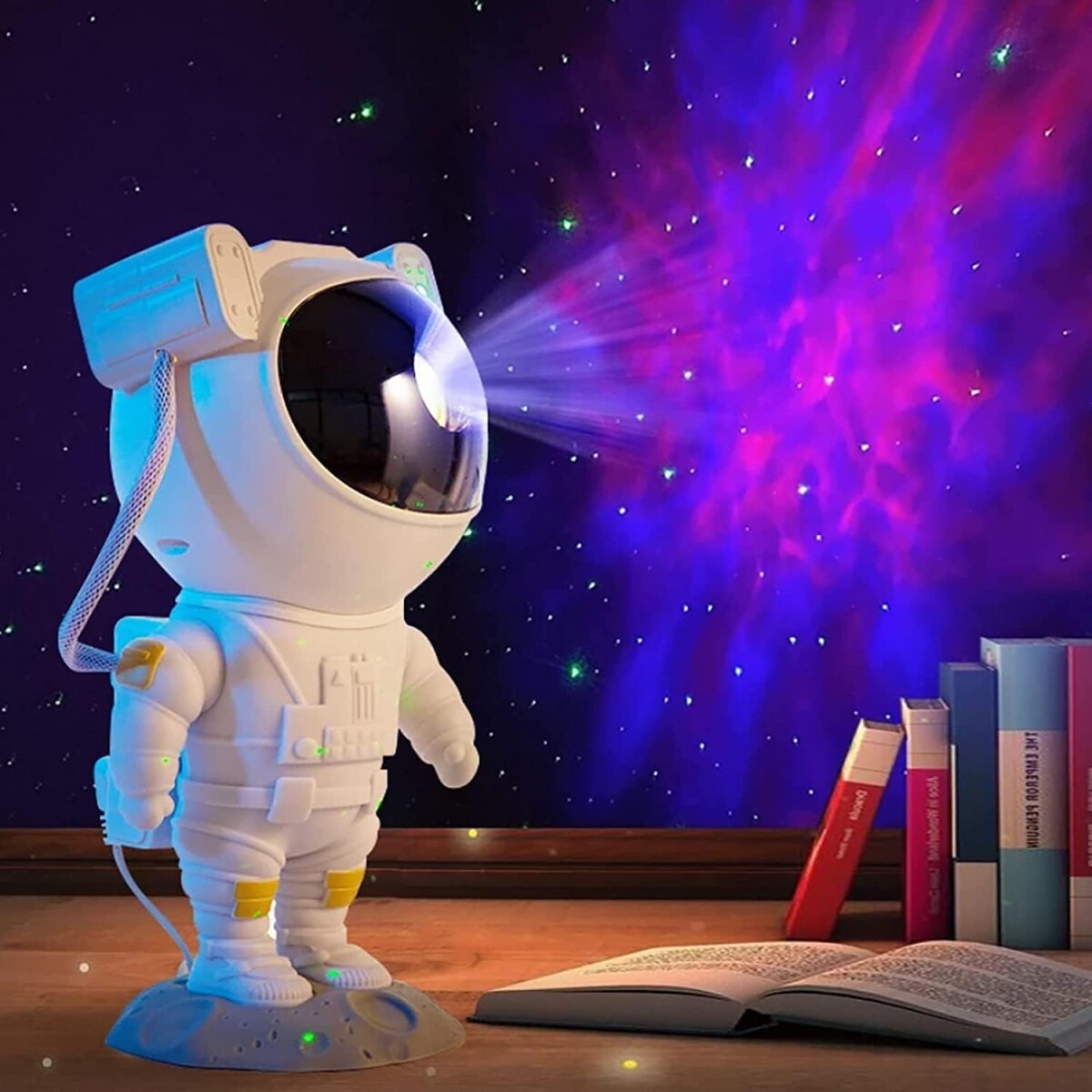 Lámpara Astronauta Proyector De Estrellas 360° Galaxia Aurora Nebulosa - Blanco 