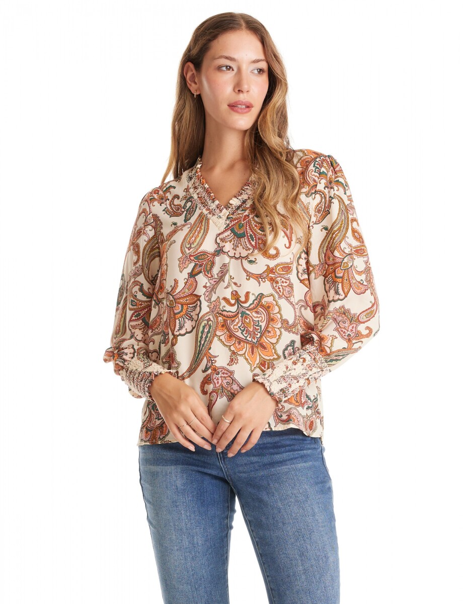 Blusa Gasa Arabescos - Multi/beige 