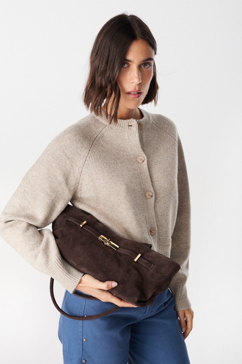 Golden Leather Bag Chocolate Gamuzado