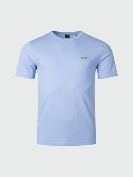 Hugo Boss -Remera básica de algodón, regular fit, TEE CURVED Celeste