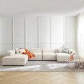 Sillón Nicole Chaise Lounge + Esquinero + Respaldo X2+ Chaise Lounge Simple Beige