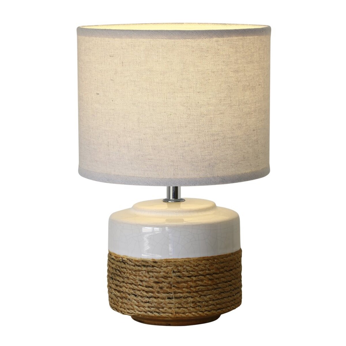 LAMPARA DE MESA CERAMICA D20x31CM SISAL CAMEL/BCO 