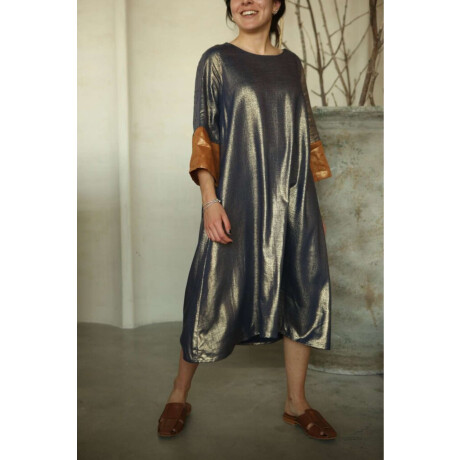 Túnica Japan Lurex Azul y Camel