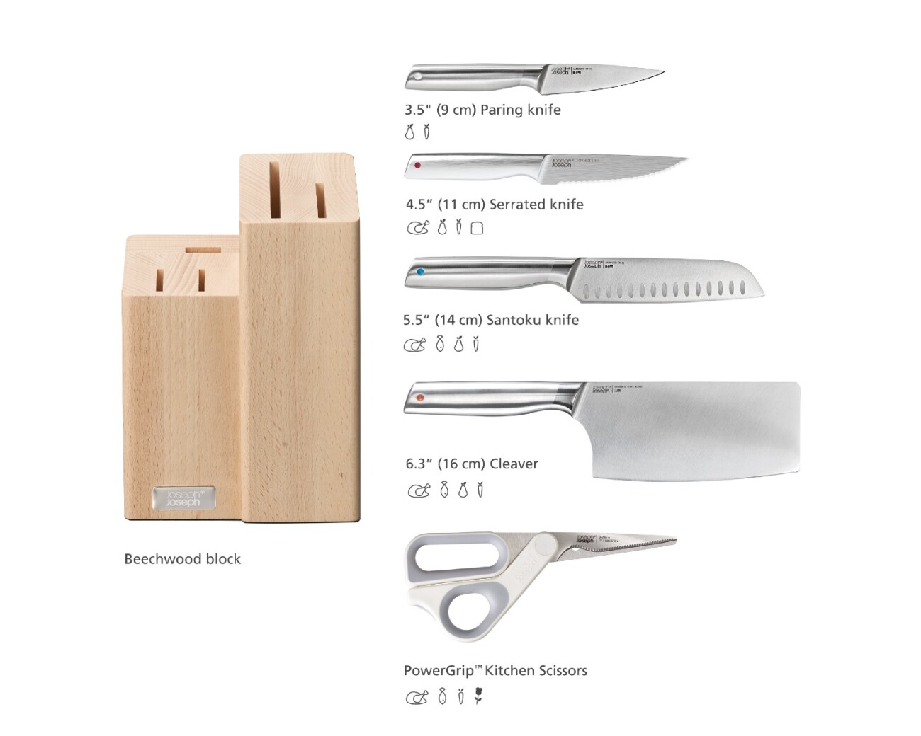 Set de Cuchillos y Tijera con Taco de Madera Joseph Joseph Elevate™ Fusion - Preventa Set de Cuchillos y Tijera con Taco de Madera Joseph Joseph Elevate™ Fusion - Preventa