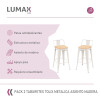 Pack 2 Taburetes Tolix con Respaldo y Asiento de Madera Lumax Blanco