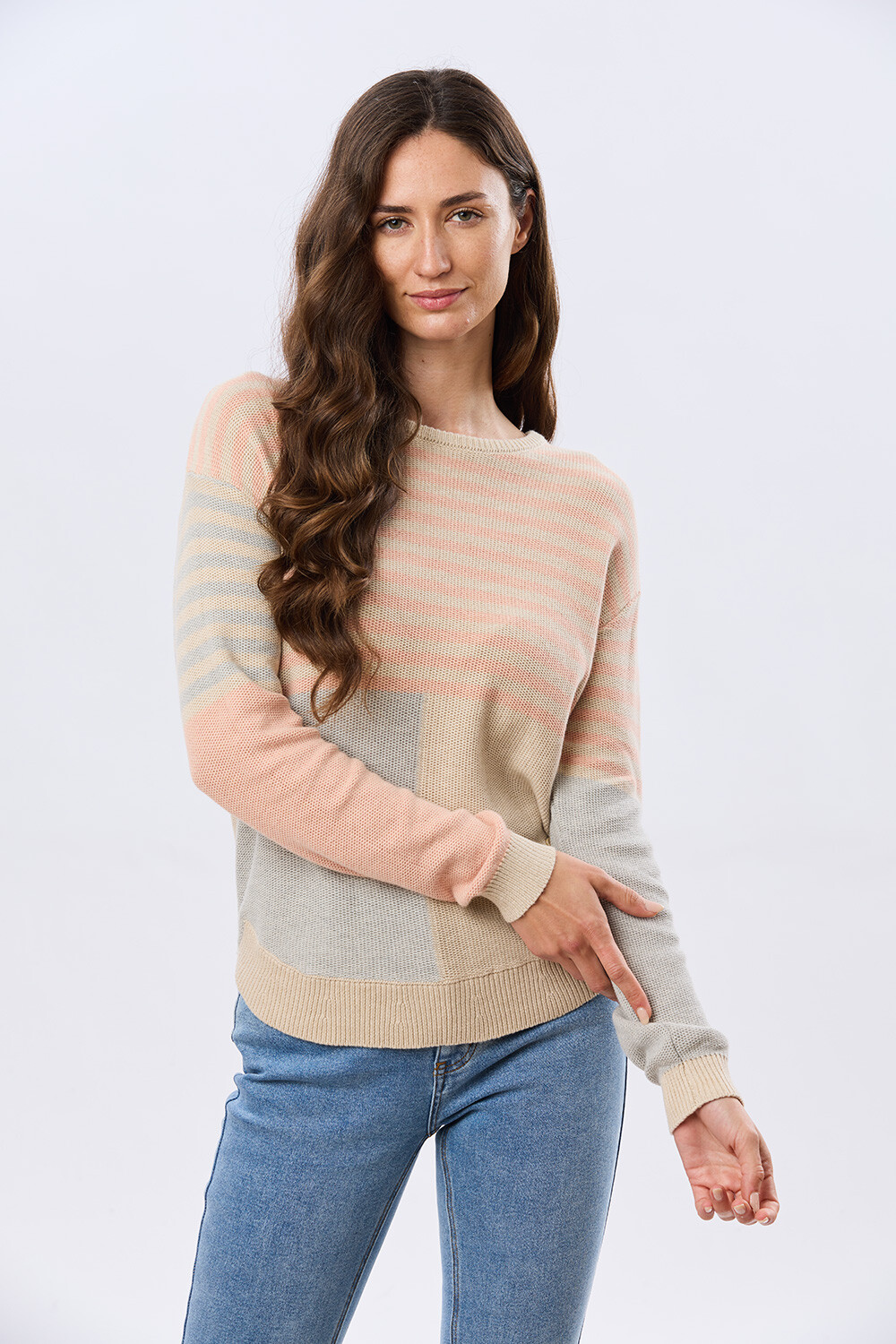 BUZO RAYADO TEJIDO Beige