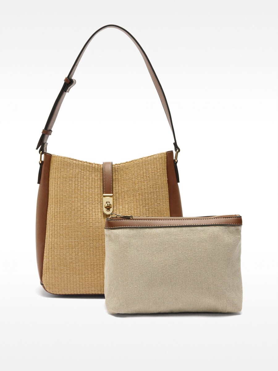Bolso De Hombro Efecto Rafia natural