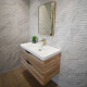 MUEBLE DE BAÑO ROBLE CLARO mueble: 80x48x45cm lavamanos: 90x48x14 GAMAS DE MARRON