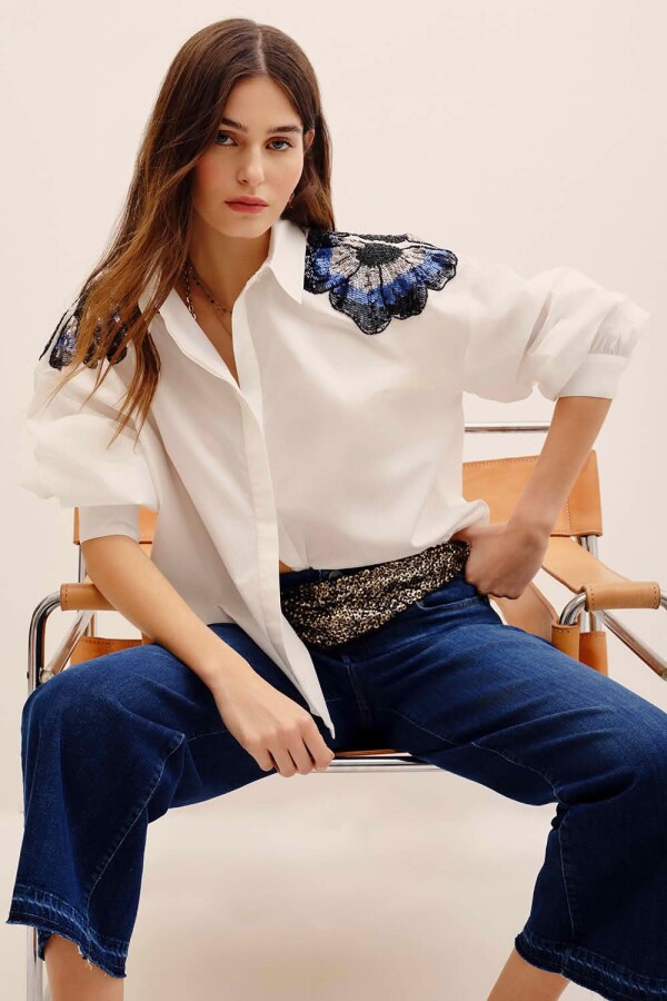 CAMISA LOUISE FLOWERS Blanco