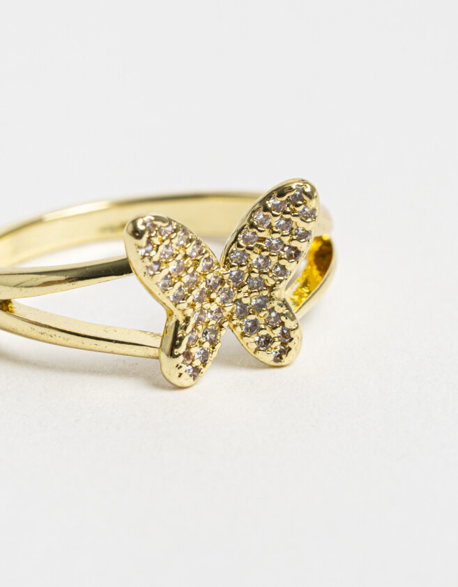 Anillos Chicos Mariposas Anillo Con Strass - Dorado