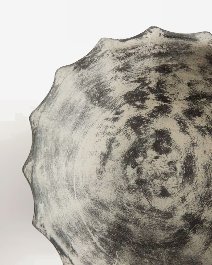 Centro de mesa Valura de papel maché gris Ø 26 cm