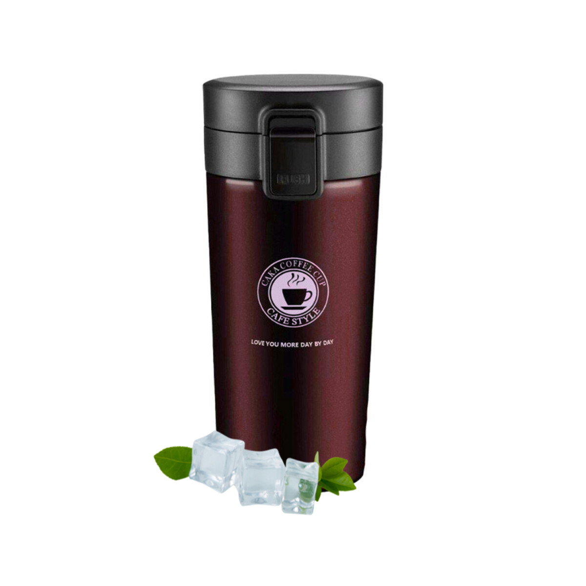 Vaso Térmico 350ml C/ Tapa Abre Facil Cafe Te Agua Y+ - Variante Color Bordo 