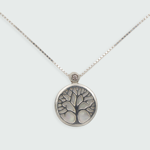 Colgante Arbol de la vida de MOON en plata con madre perla y brillante (incluye cadena) Colgante Arbol de la vida de MOON en plata con madre perla y brillante (incluye cadena)