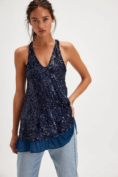 VESTIDO CORTO BEJEWELED Azu