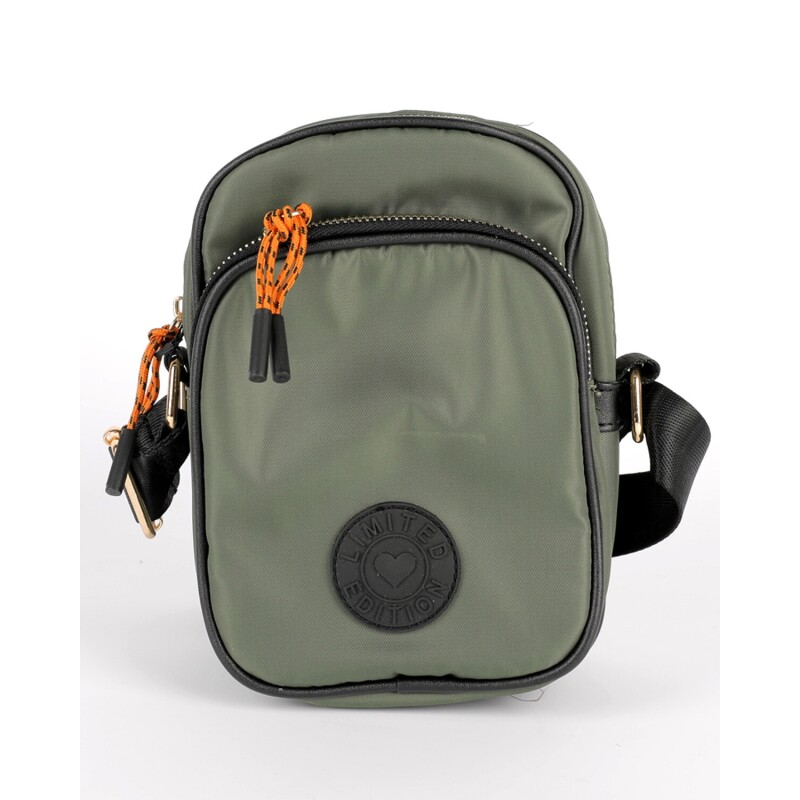 Bandolera mini Canva en nylon con detalles en negro Verde