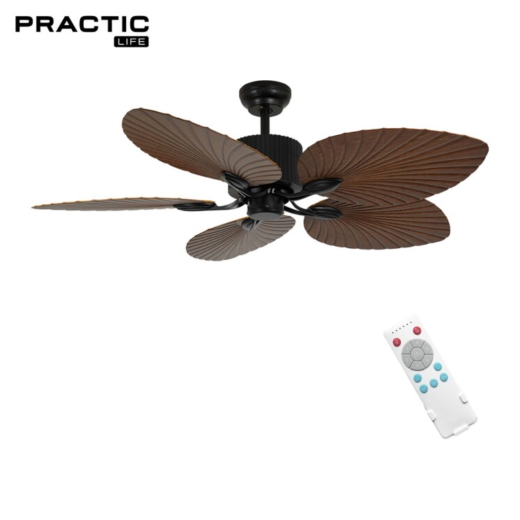 Ventilador de Techo Practic Life MF5210 Boho Tropical de 5 Aspas con Control Remoto Ventilador de Techo Practic Life MF5210 Boho Tropical de 5 Aspas con Control Remoto