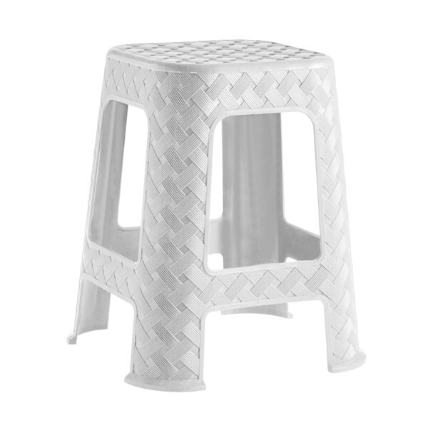 BANQUETA RATTAN BLANCA 37X37X45 CM. BLANCO
