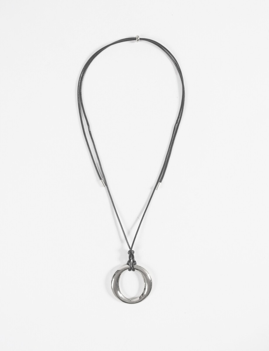 Collar cordón dije circular metal - plateado 